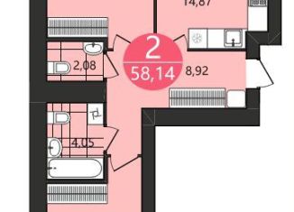 Продажа 2-комнатной квартиры, 58.1 м2, Ярославль, 1-я Приволжская улица, 6А, ЖК Московский Квартал