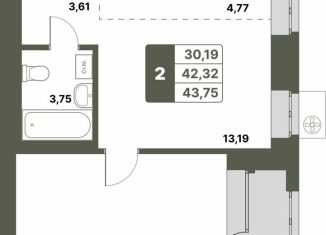 Продаю 2-ком. квартиру, 43.8 м2, СНТ Колос БГАУ, село Миловка, 22