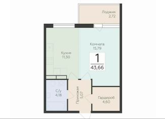 1-ком. квартира на продажу, 43.7 м2, деревня Лупполово, Деревенская улица, 21