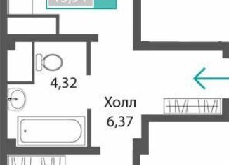 Продается однокомнатная квартира, 41 м2, село Мирное