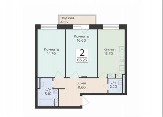 Продается 2-комнатная квартира, 66.2 м2, Коми, Трудовая улица, 2
