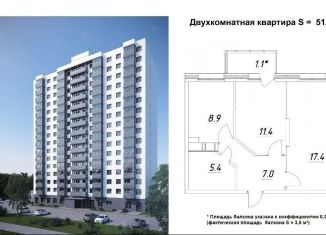 Продается двухкомнатная квартира, 51.3 м2, Карелия, улица Зайцева, 70Б