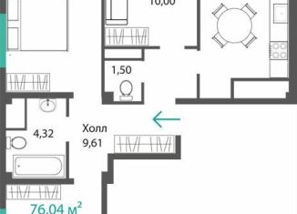 Продам 3-ком. квартиру, 71.7 м2, село Мирное