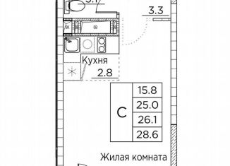 Продается квартира студия, 28.6 м2, Владивосток, улица Расула Гамзатова, 7к3
