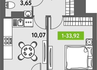 Однокомнатная квартира на продажу, 34.9 м2, Санкт-Петербург, муниципальный округ Звёздное