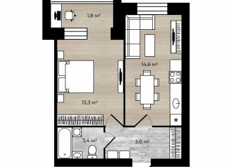 1-ком. квартира на продажу, 38.7 м2, деревня Полесье, 1-й Сиреневый проезд, 38к2