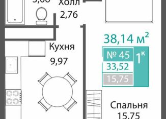 Продается 1-комнатная квартира, 33.5 м2, село Мирное