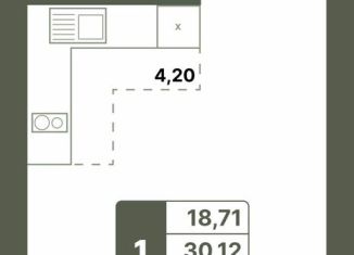1-комнатная квартира на продажу, 30.9 м2, СНТ Колос БГАУ, село Миловка, 22