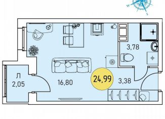 Продаю квартиру студию, 25 м2, Архангельск