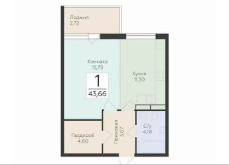 Продам 1-ком. квартиру, 43.7 м2, деревня Лупполово