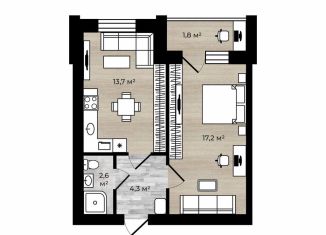 Продаю 1-комнатную квартиру, 39.6 м2, деревня Полесье, 1-й Сиреневый проезд, 38