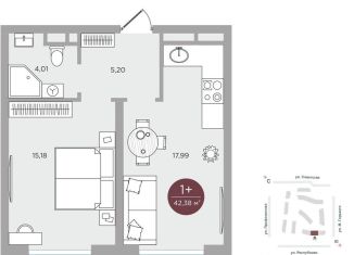 Продаю 1-комнатную квартиру, 42.4 м2, Тюмень, улица Николая Машарова, 10, ЖК Машаров