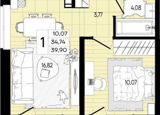 Продается 1-комнатная квартира, 39.9 м2, Краснодарский край