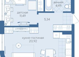 Продается 1-комнатная квартира, 42.2 м2, Новосибирск, ЖК Кедровый, Кедровая улица, с45