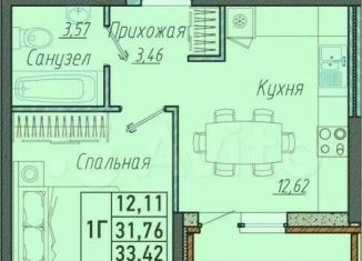 1-комнатная квартира на продажу, 33.4 м2, Краснодар, улица имени Генерала Корнилова, 10лит2, ЖК Облака