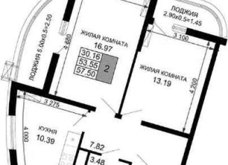 2-комнатная квартира на продажу, 57.5 м2, Краснодар, ЖК Фонтаны