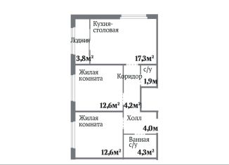 Продажа двухкомнатной квартиры, 56.9 м2, Челябинск, проспект Героя России Е.Н. Родионова, 20/22, ЖК Ньютон