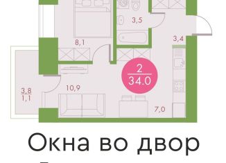 Продажа двухкомнатной квартиры, 34 м2, Красноярск, ЖК Арбан Смарт на Краснодарской