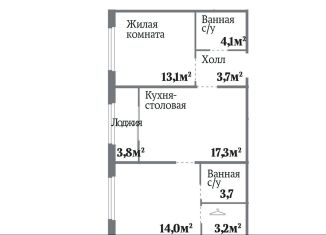 Продается 2-ком. квартира, 58.9 м2, Челябинск, Комсомольский проспект, 143, ЖК Ньютон