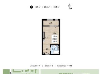 Продажа квартиры студии, 25.5 м2, Челябинск, Центральный район