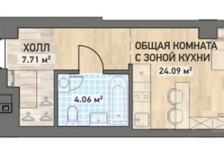 Продажа квартиры студии, 35.9 м2, Екатеринбург, улица Радищева, улица Радищева