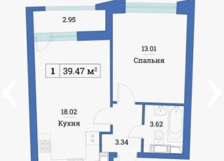 Продажа однокомнатной квартиры, 41 м2, Мурино, Ручьёвский проспект, 4/26, ЖК Авиатор