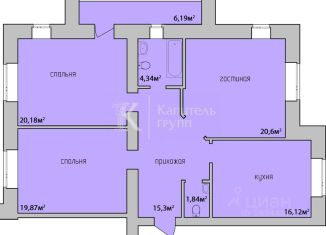 3-комнатная квартира на продажу, 100 м2, Тюмень, улица Валерии Гнаровской, 12к6, ЖК На Гнаровской