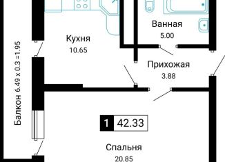 Продается 1-комнатная квартира, 42.4 м2, Новороссийск