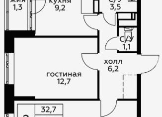 Продам 2-комнатную квартиру, 54 м2, Москва, 1-я Новокузьминская улица, 16к1, Рязанский район