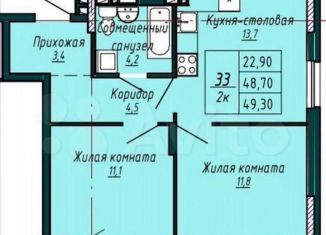Продажа двухкомнатной квартиры, 50 м2, Ижевск, улица Архитектора П.П. Берша, 6, ЖК Тишинские Высоты