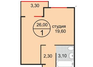 Квартира на продажу студия, 26 м2, Краснодар, ЖК Мир, улица Западный Обход, 3к1