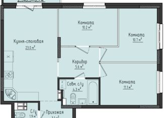 Продается 3-комнатная квартира, 69.6 м2, село Первомайский, ЖК Город Оружейников