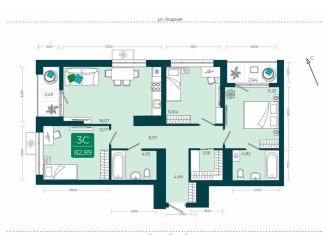 Продажа трехкомнатной квартиры, 82.9 м2, Тюменская область, улица Василия Подшибякина, 9