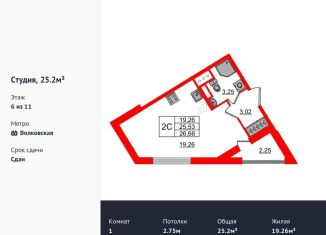 Продам квартиру студию, 25.2 м2, Санкт-Петербург, Тосина улица, 6, ЖК Автограф в центре