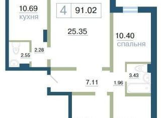 Продам 4-комнатную квартиру, 91 м2, Красноярск, ЖК Плодово-Ягодный