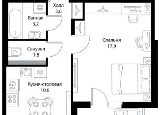 1-ком. квартира на продажу, 39.3 м2, Ленинградская область