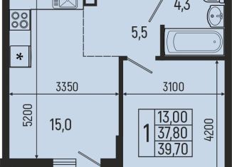 1-комнатная квартира на продажу, 39.7 м2, Майкоп