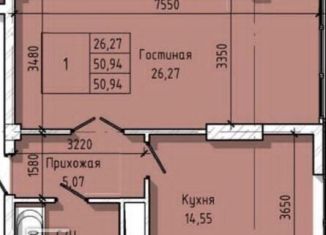 Продается однокомнатная квартира, 51 м2, Нальчик, проспект Ленина, 46Б, район Центр