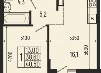 Продается 1-комнатная квартира, 40.5 м2, Майкоп