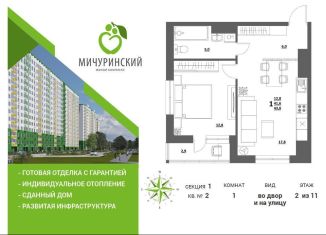 Продается 1-комнатная квартира, 43.9 м2, Тверь, Оснабрюкская улица, 10, ЖК Мичуринский