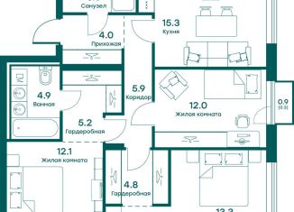 Продаю трехкомнатную квартиру, 81.6 м2, Московская область