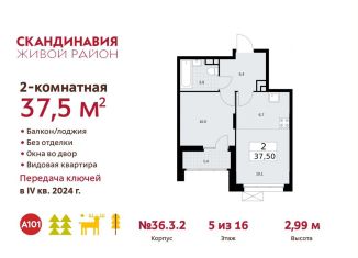 Продается 2-ком. квартира, 37.5 м2, Москва, жилой комплекс Скандинавия, 36.3.2