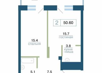 Продается двухкомнатная квартира, 50.6 м2, Красноярск, Железнодорожный район