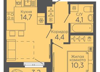 Однокомнатная квартира на продажу, 35.1 м2, Свердловская область, Новосинарский бульвар, 6