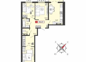 3-комнатная квартира на продажу, 74.6 м2, Пензенская область, Алая улица, с74
