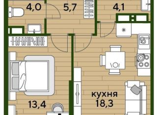 Продажа однокомнатной квартиры, 45.5 м2, Краснодар, улица Анны Ахматовой