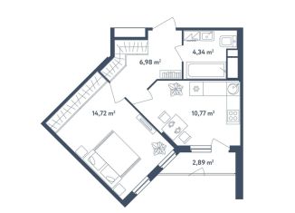 Продажа однокомнатной квартиры, 38.3 м2, поселок Мещерино