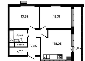 Продам 2-комнатную квартиру, 64.2 м2, посёлок Доброград, улица Благополучия, 2к1