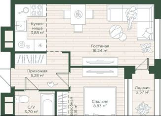 Продам однокомнатную квартиру, 40.4 м2, Татарстан