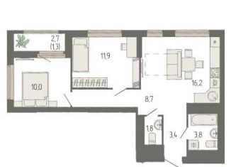 Продам 2-комнатную квартиру, 57.4 м2, Екатеринбург, метро Площадь 1905 года